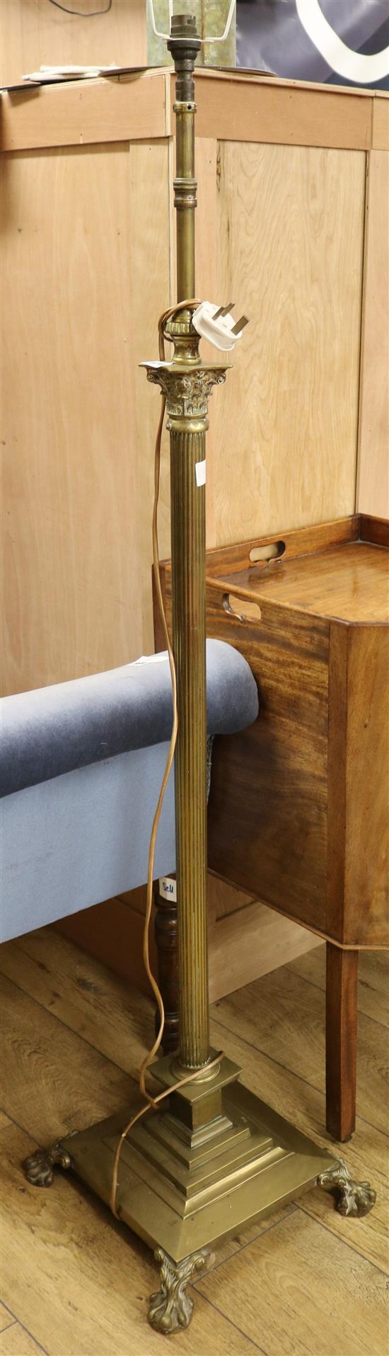 An Edwardian brass lamp standard